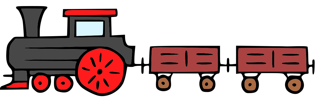 Autorská ilustrace lokomotiva vagony Hravé stroje